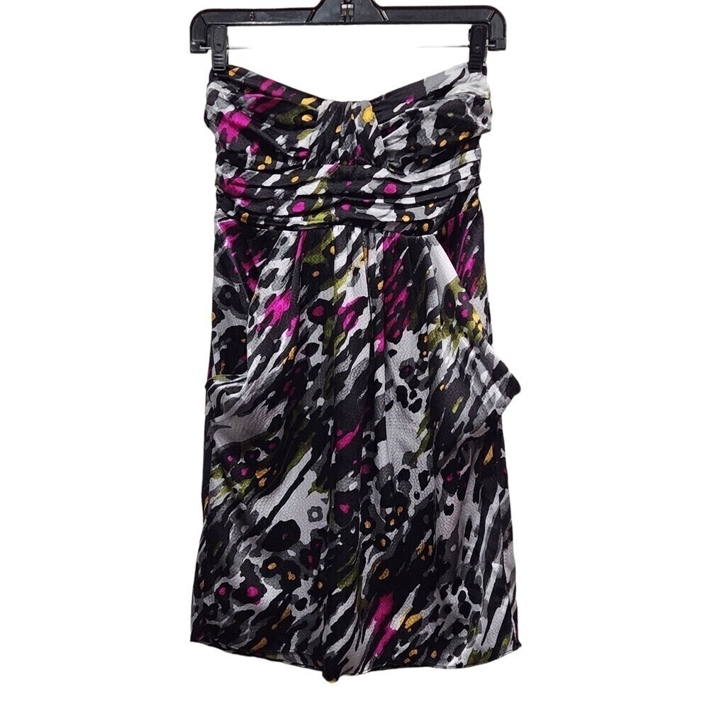 ALICE & Trixie 100% Silk Strapless Animal Print Mini Dress, S